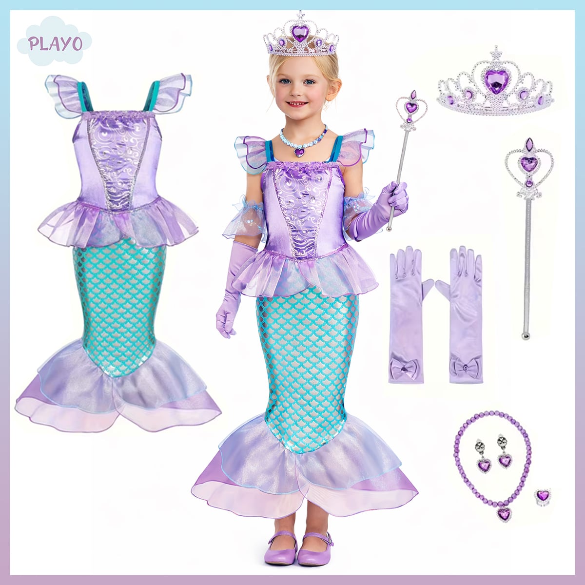 ქალთევზას კაბა აქსესუარებით ქალთევზას ფორმა აქსესუარებით, ქალთევზას კაბა, არიელის კაბა