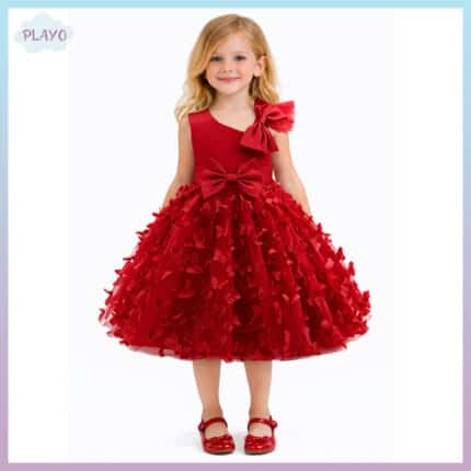 წითელი კაბა პეპლებით