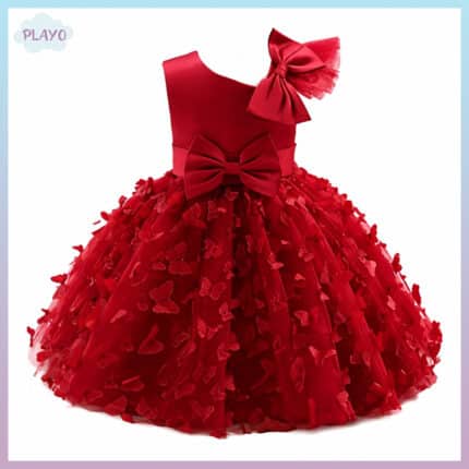 წითელი კაბა პეპლებით