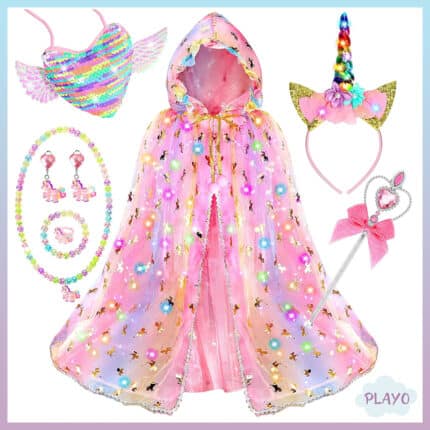 უნიქორნის მოსასხამი აქსესუარებით, უნიქორნის კაბა, უნიქორნის ფორმა