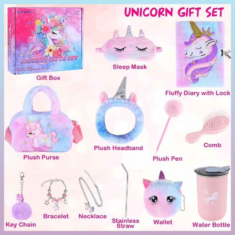 უნიქორნის სასაჩუქრე ნაკრები გოგონებისთვის, უნიქორნის ნაკრები, დაბადების დღის საჩუქრები ბავშვებისთვის