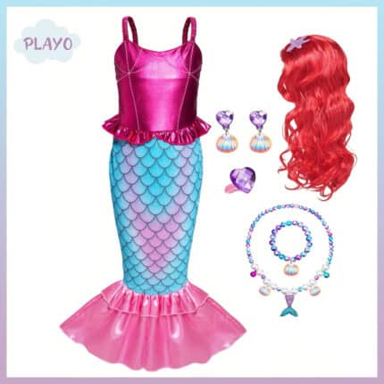 ქალთევზას კაბა აქსესუარებით – საბავშვო კოსტუმი, ქალთევზას კოსტუმი, ქალთევას ფორმა საბავშვო