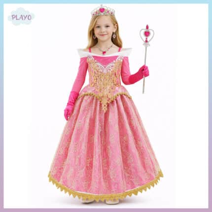 ავრორას კაბა აქსესუარებით – საბავშვო კოსტუმი, პრინცესა ავრორას კაბა